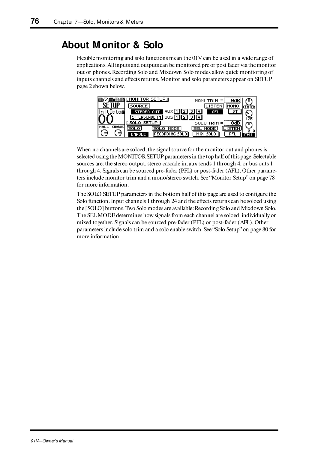 Yamaha 01v owner manual About Monitor & Solo 