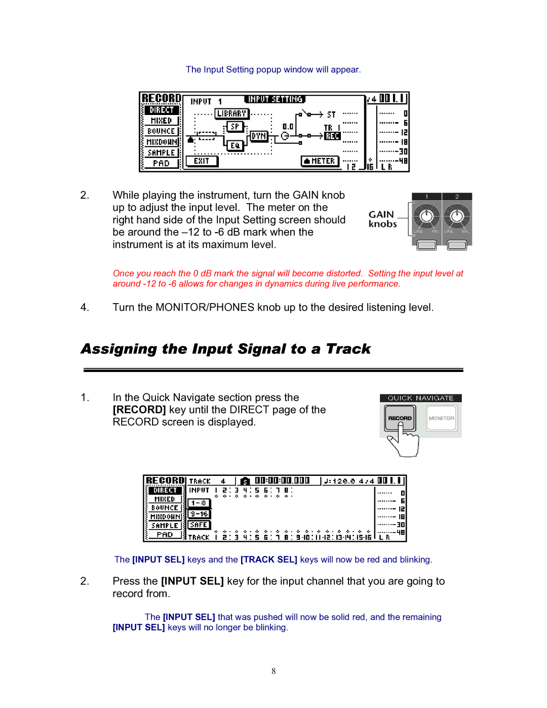 Yamaha 101 manual Assigning the Input Signal to a Track 