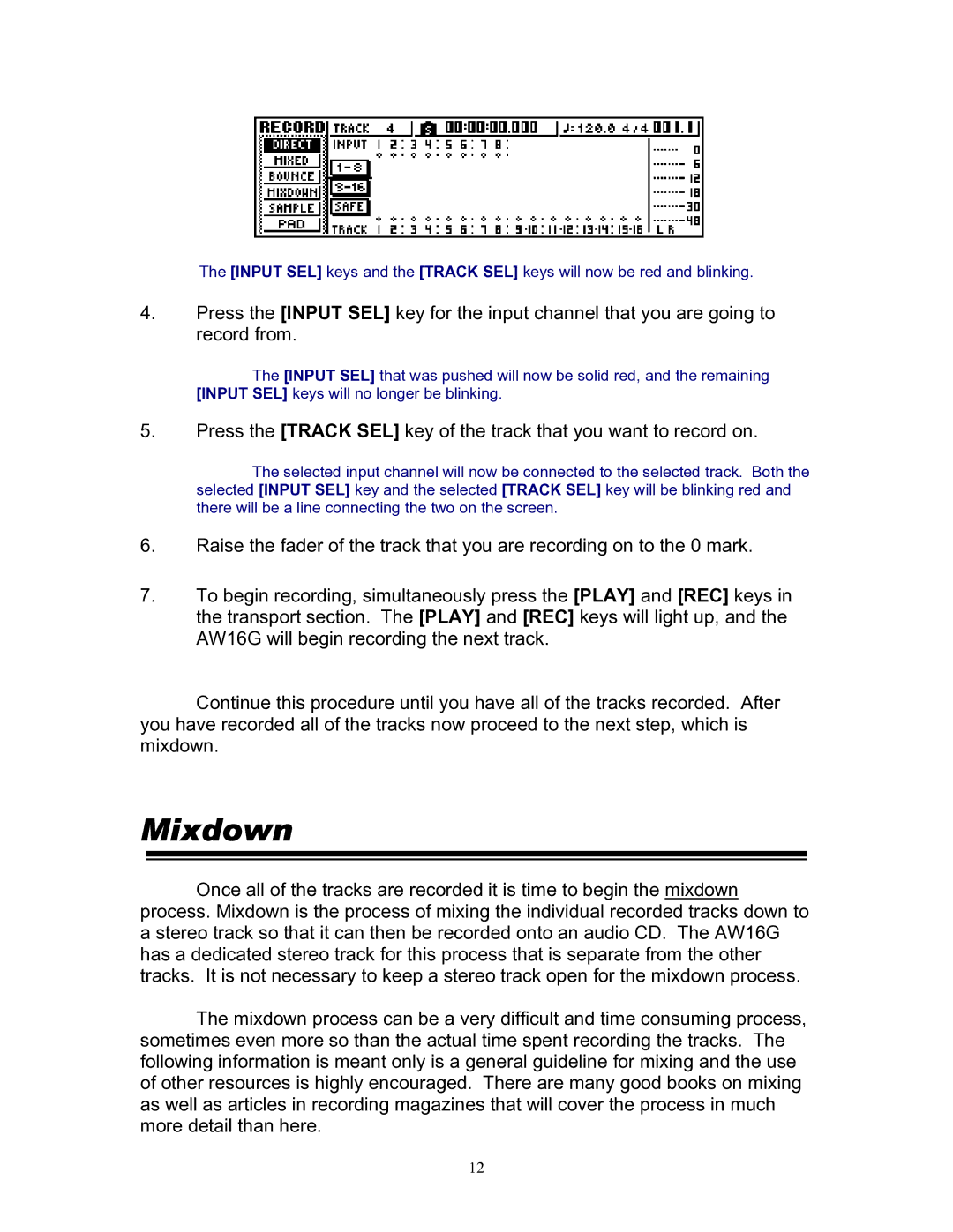 Yamaha 101 manual Mixdown 