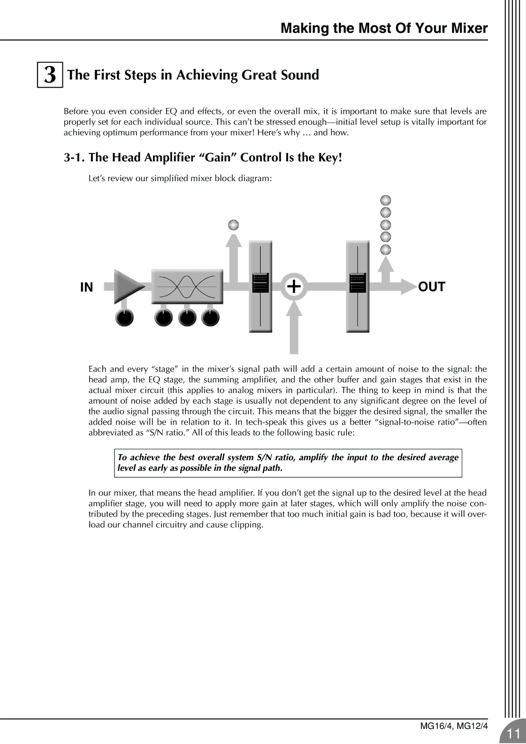 Yamaha 12/4 owner manual Head Ampliﬁer Gain Control Is the Key 