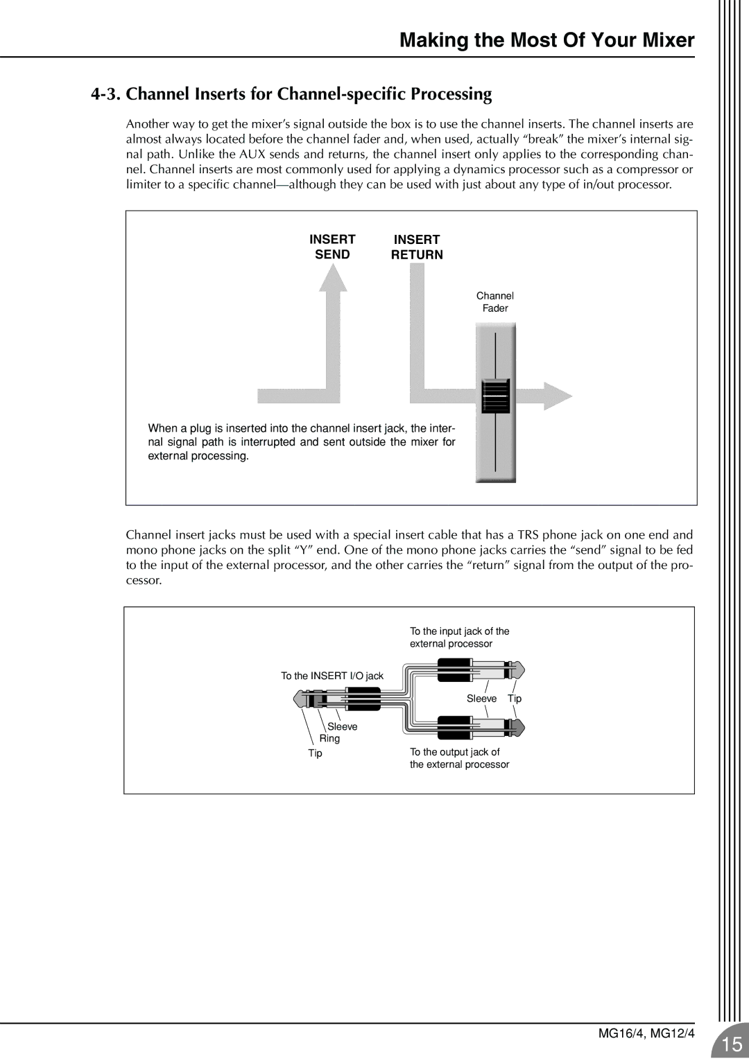 Yamaha 12/4 owner manual Channel Inserts for Channel-speciﬁc Processing 