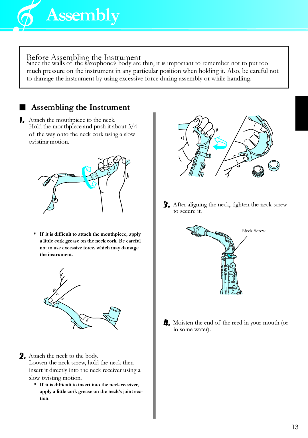 Yamaha 2426590 owner manual Assembly, Assembling the Instrument 