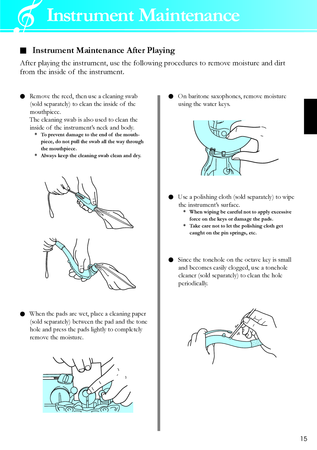 Yamaha 2426590 owner manual Instrument Maintenance After Playing 