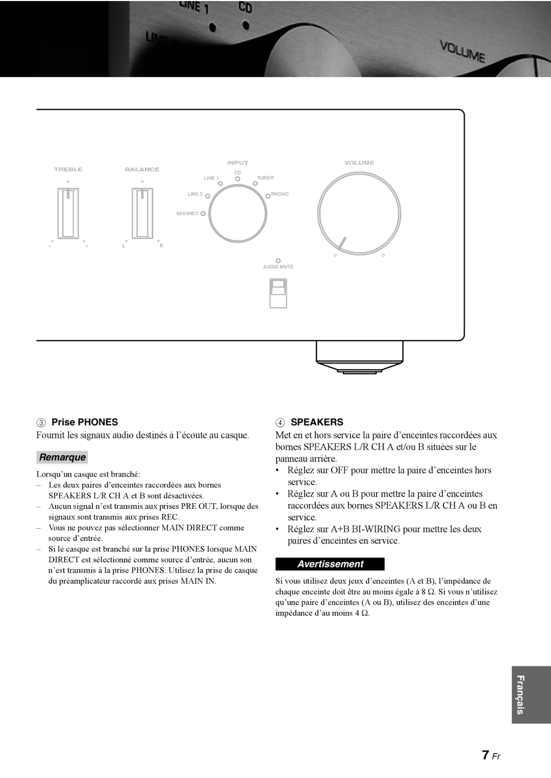 Yamaha A-S1000 owner manual Prise Phones, Remarque 