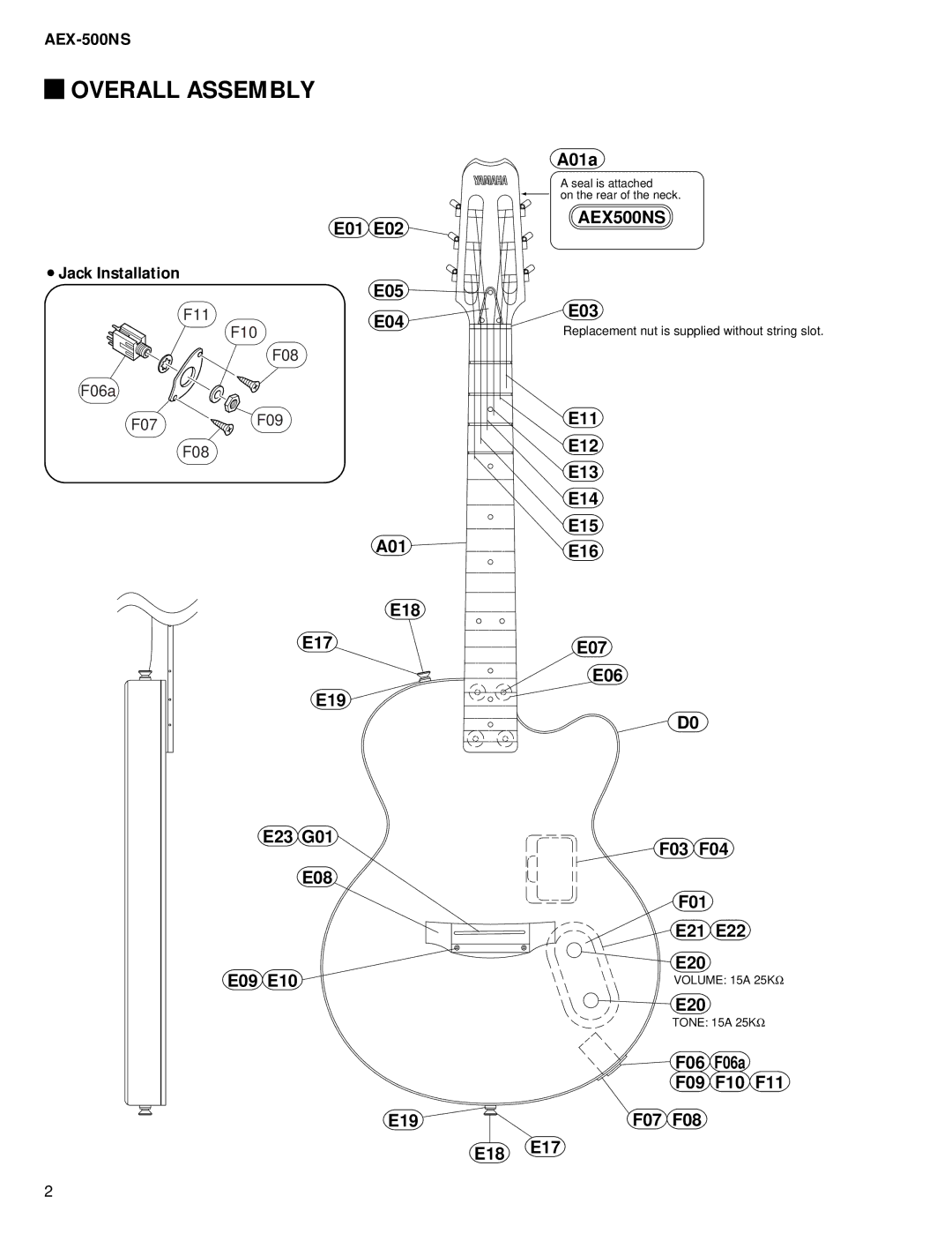 Yamaha AEX-500NS service manual Overall Assembly, AEX500NS 