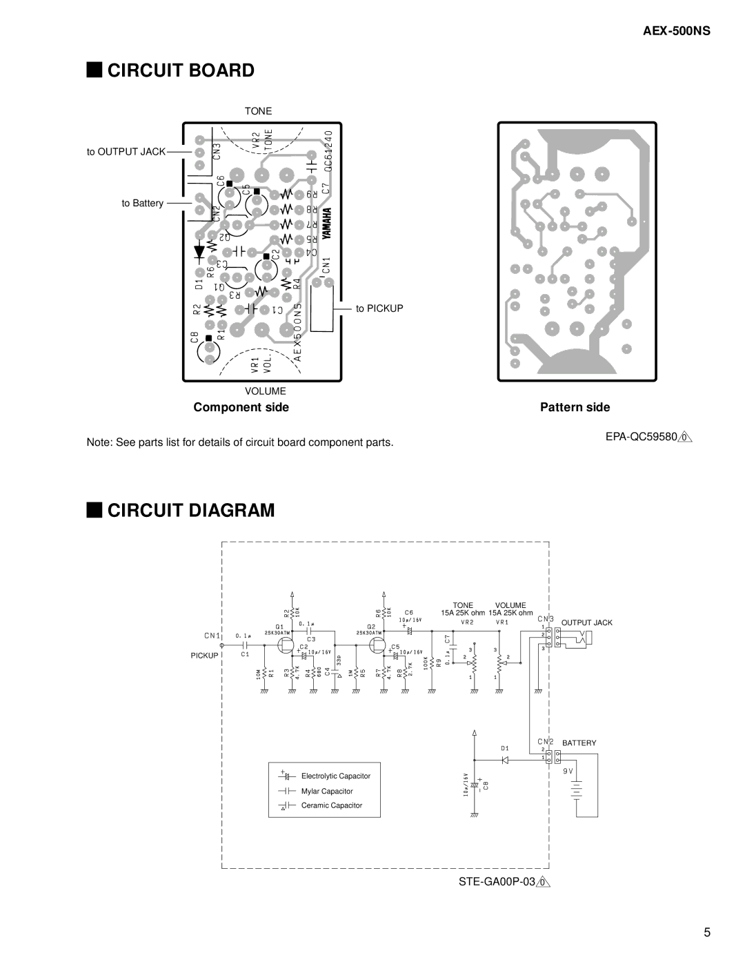 Yamaha AEX-500NS service manual Circuit Board, Circuit Diagram 