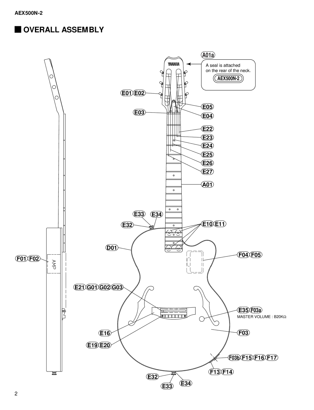 Yamaha AEX500N-2 service manual Overall Assembly, A01a 