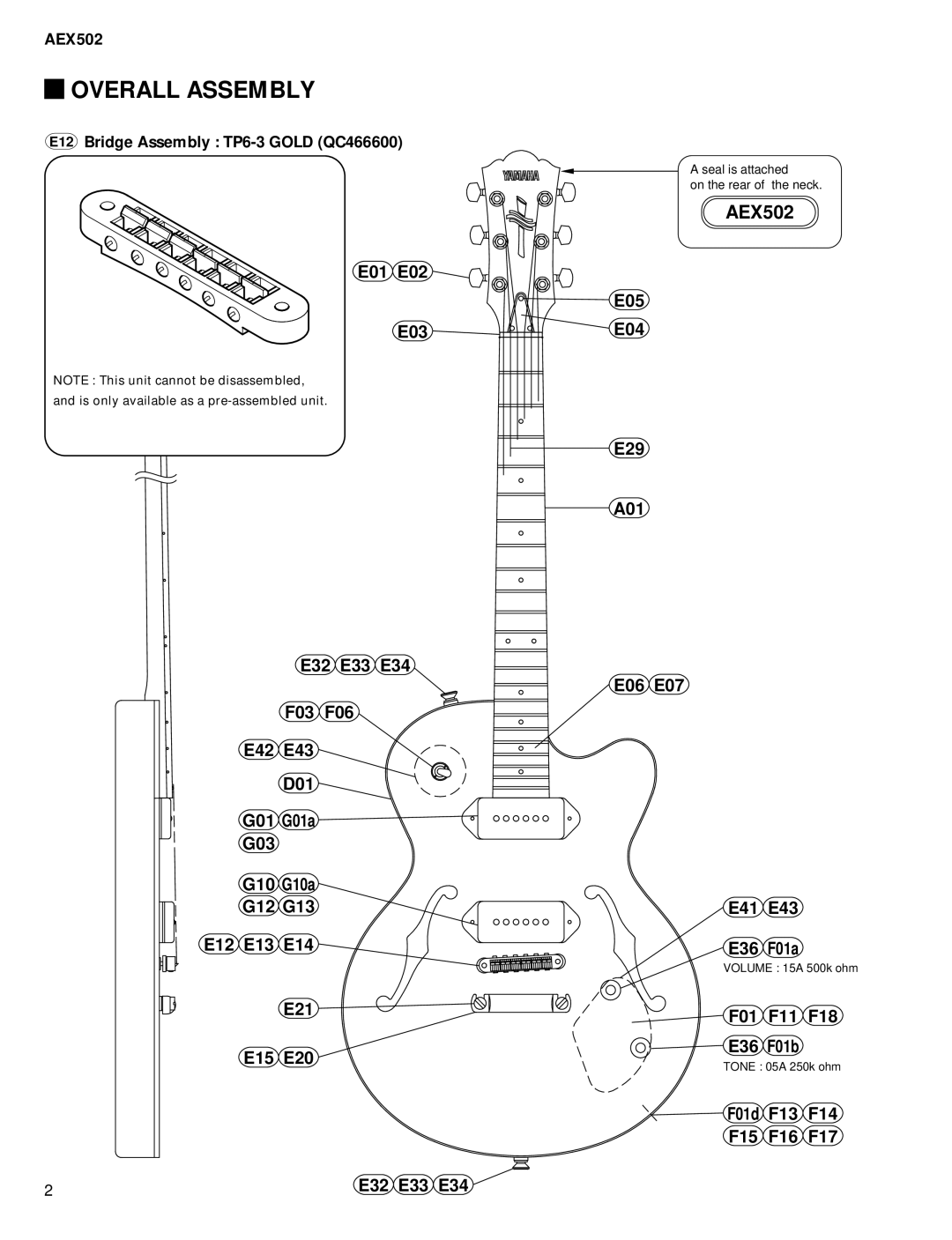 Yamaha AEX502 service manual Overall Assembly 