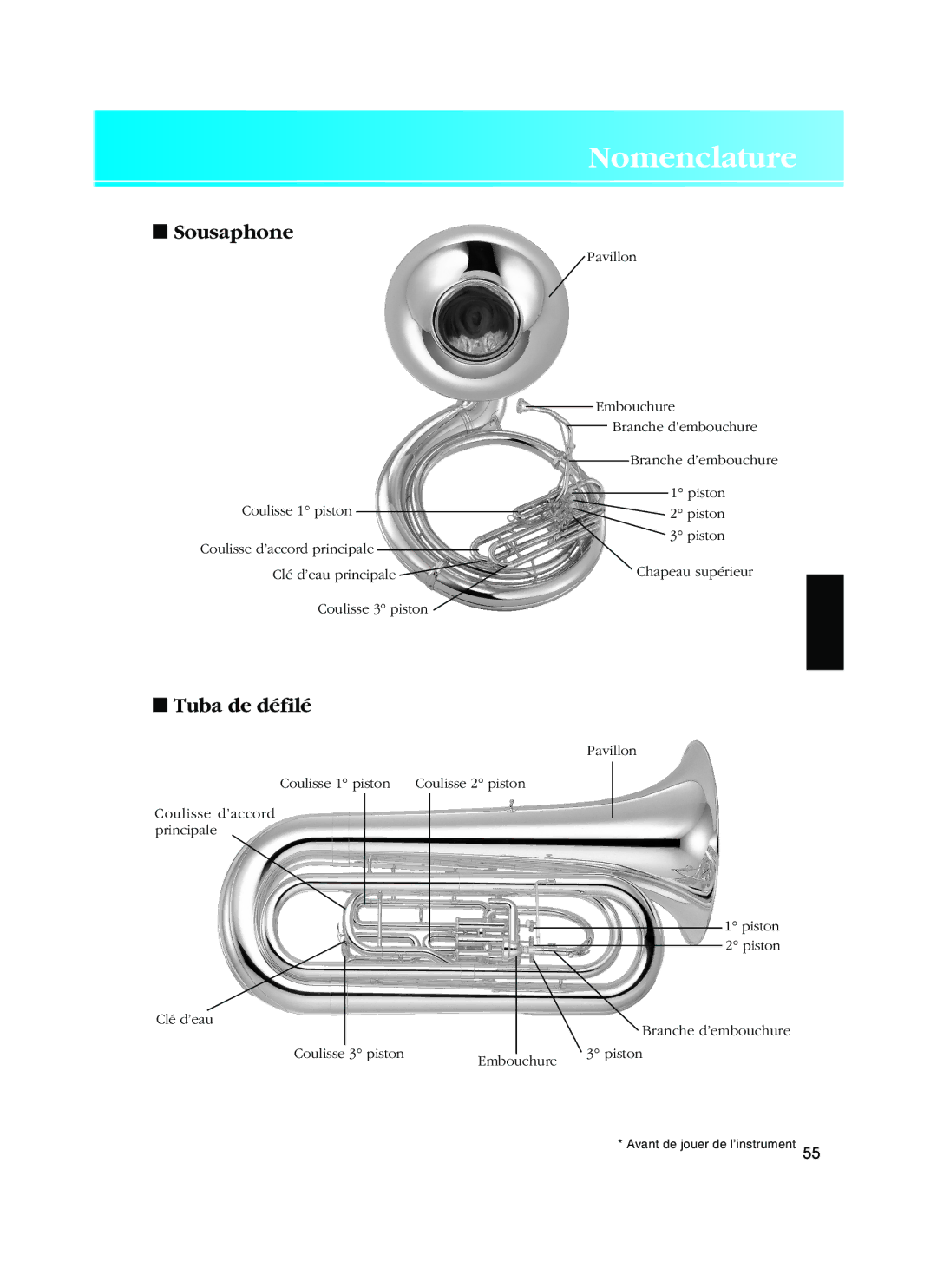 Yamaha Alto Horn/Baritone/ Euphonium/Tuba/Sousaphone owner manual Tuba de défilé 