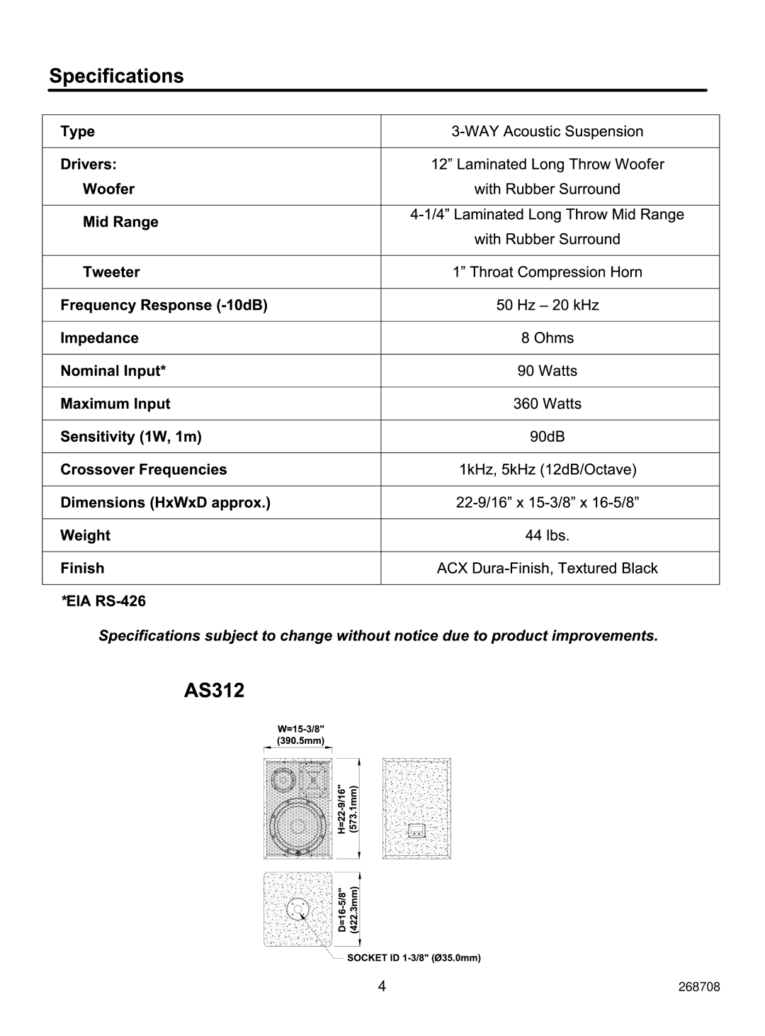 Yamaha AS312 owner manual 268708 