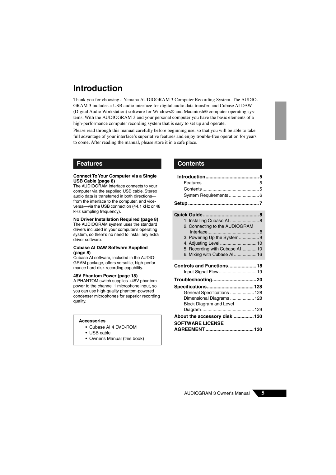 Yamaha Audiogram 3 owner manual Introduction 