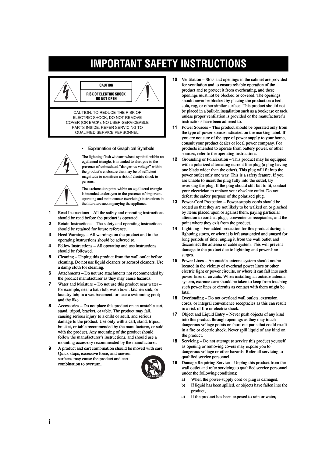 Yamaha AV Receiver owner manual Important Safety Instructions, •Explanation of Graphical Symbols 