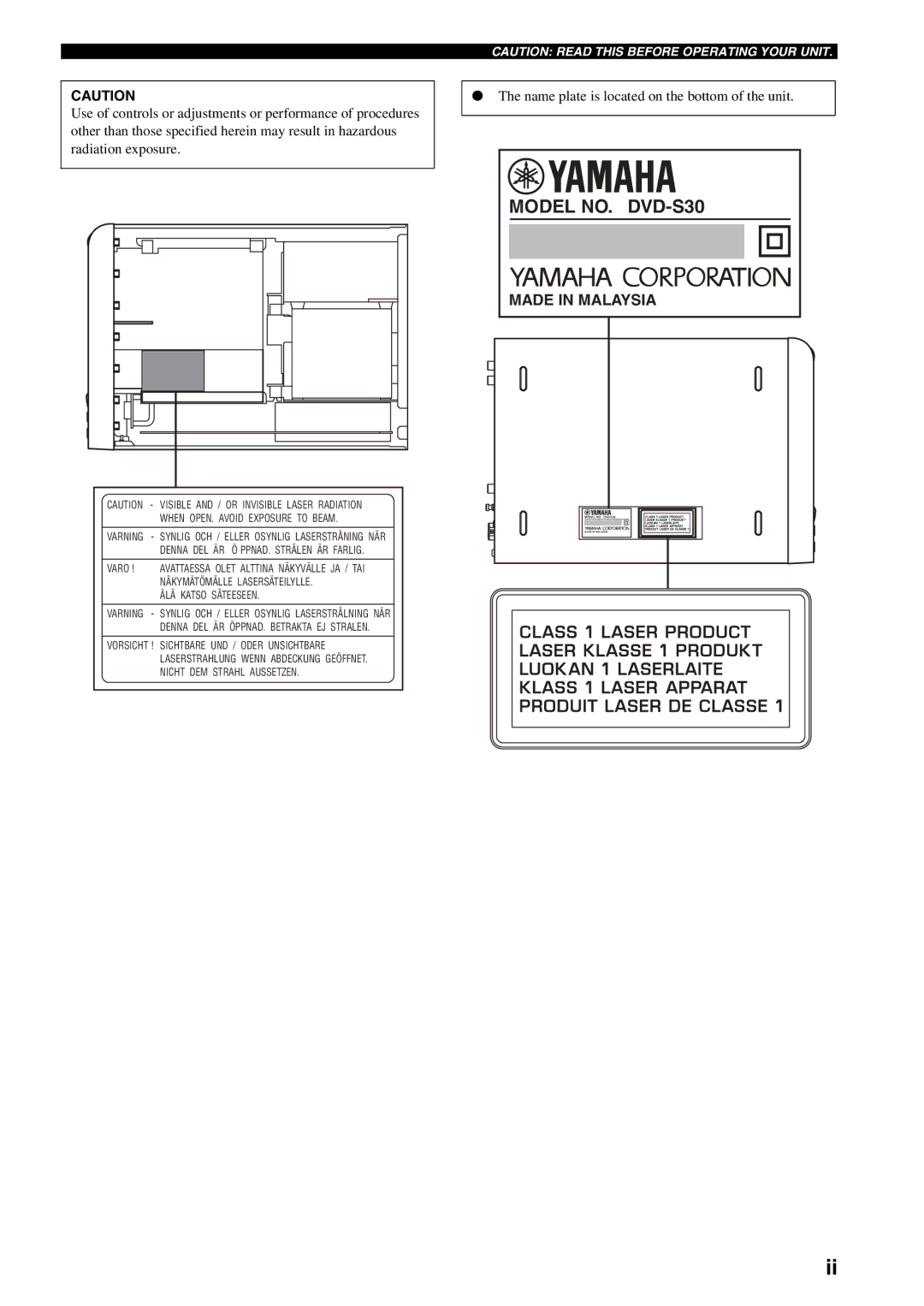 Yamaha AVX-S30 owner manual Model NO. DVD-S30 