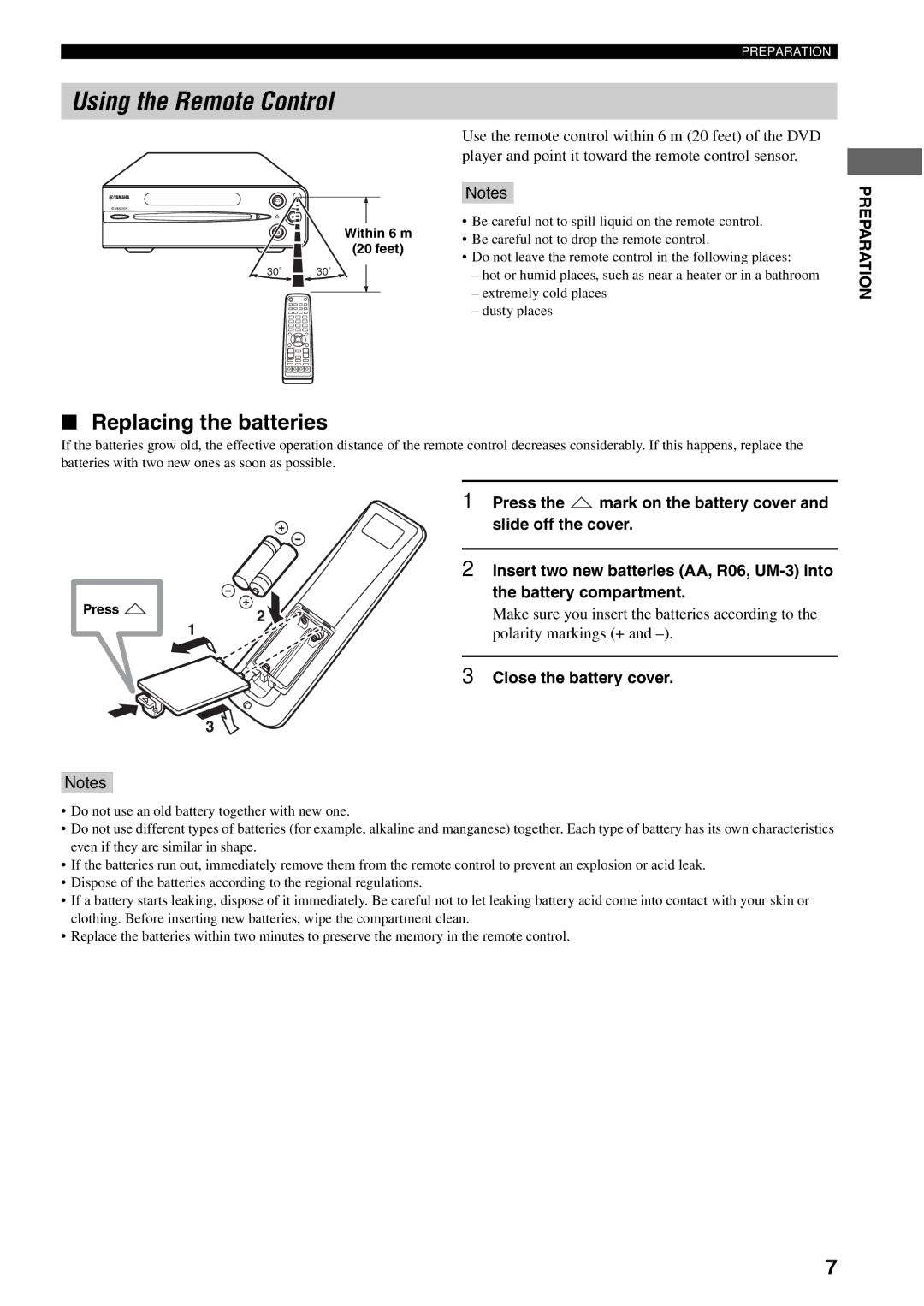 Yamaha AVX-S30 owner manual Within 6 m 