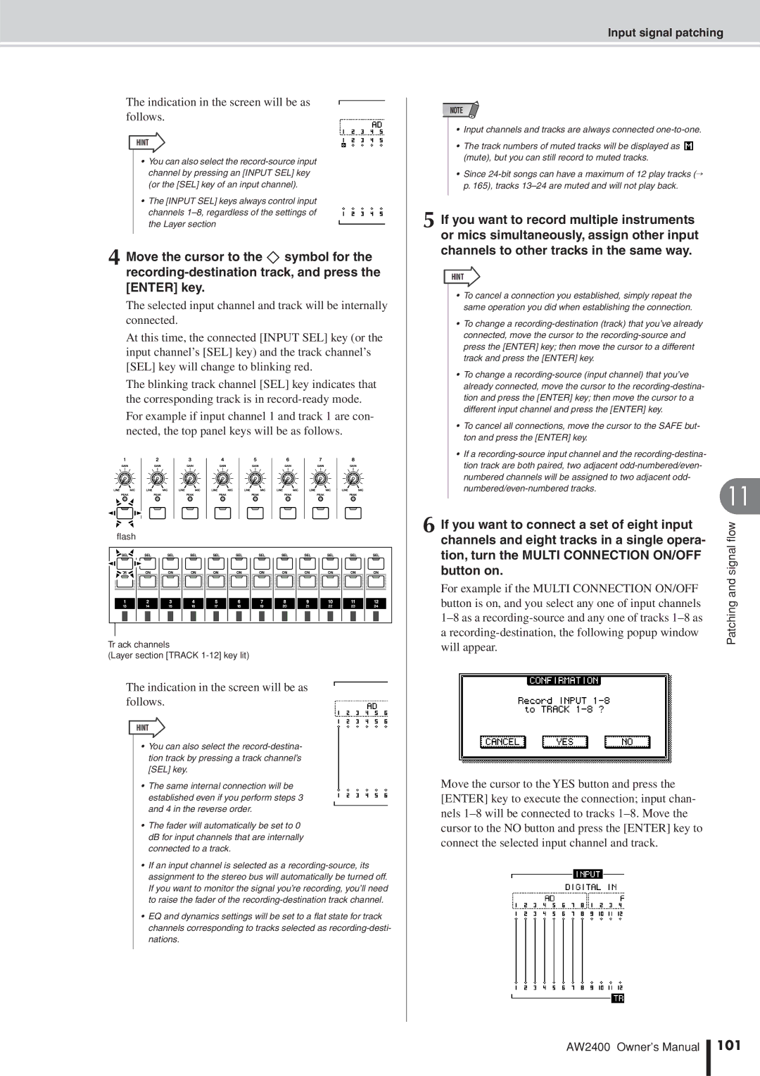 Yamaha AW2400 owner manual Indication in the screen will be as follows, 101 