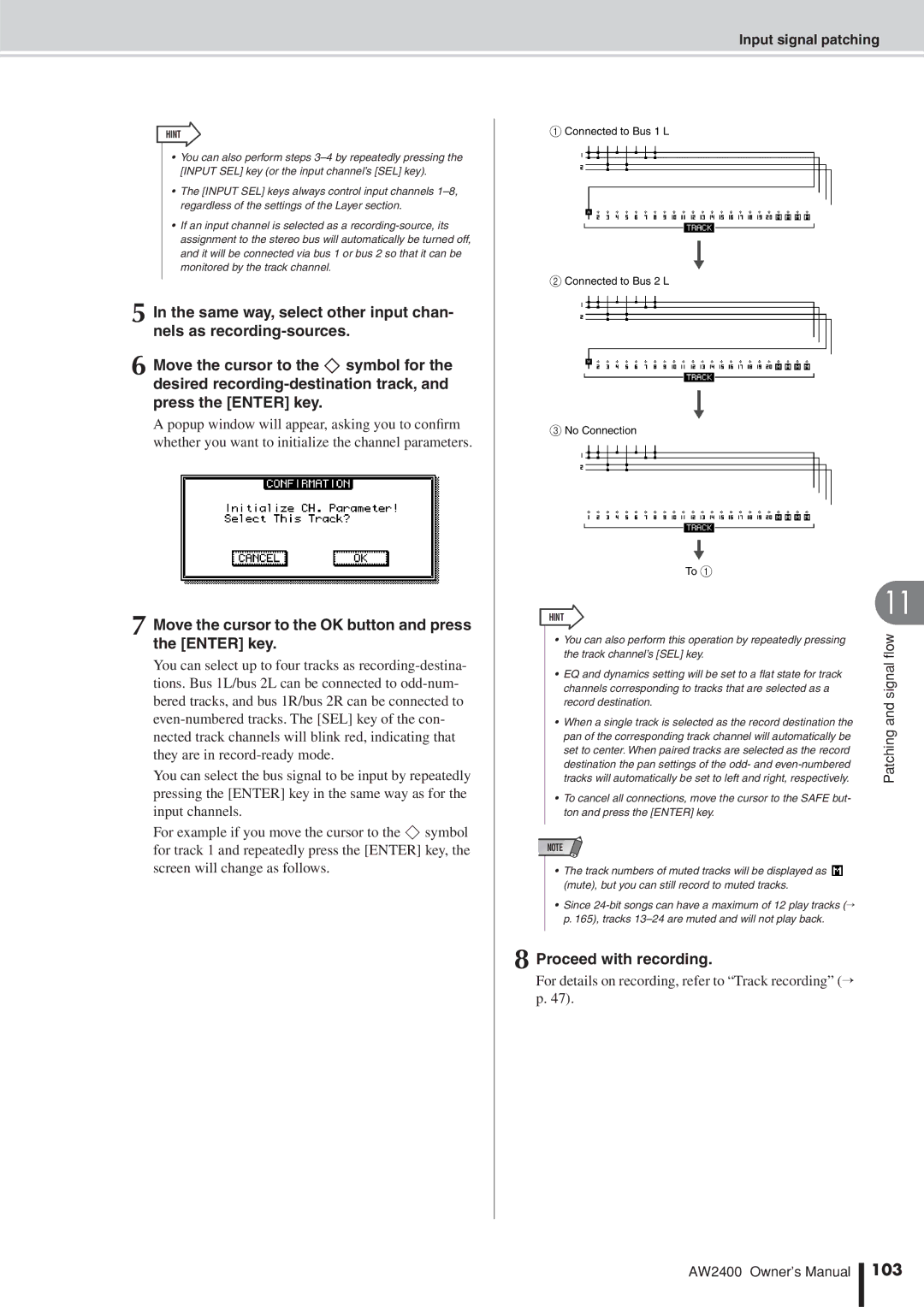 Yamaha AW2400 owner manual Proceed with recording, For details on recording, refer to Track recording → p, 103 