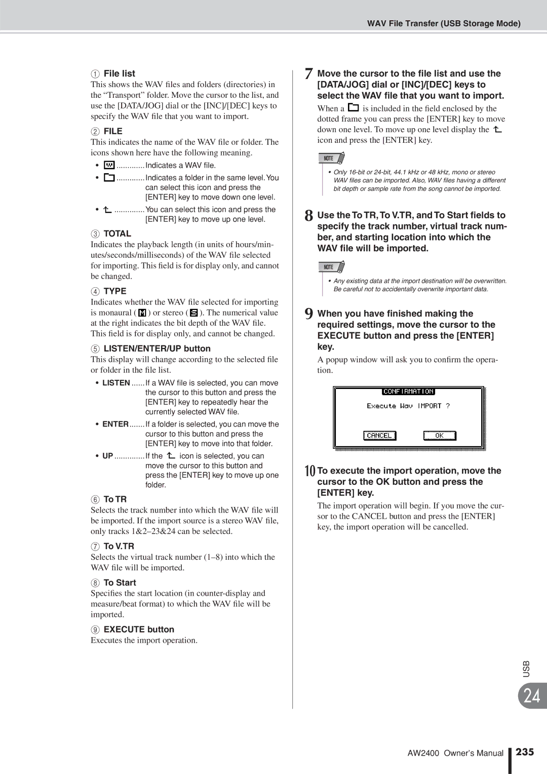 Yamaha AW2400 owner manual This ﬁeld is for display only, and cannot be changed, 235 