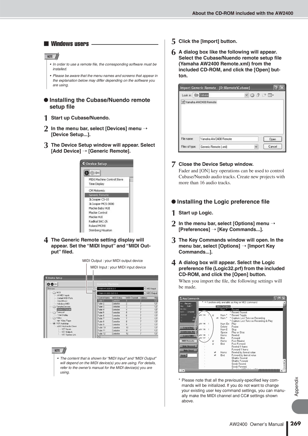 Yamaha AW2400 owner manual Commands, 269 