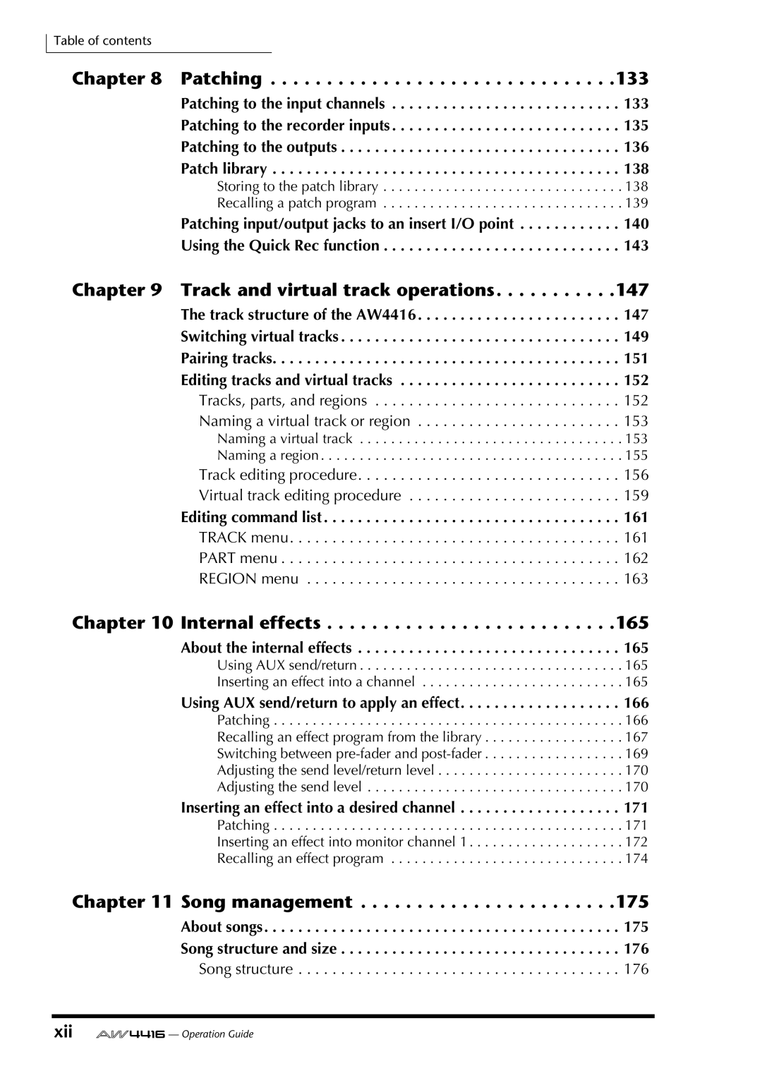 Yamaha AW4416 manual Editing command list, About the internal effects, Using AUX send/return to apply an effect 