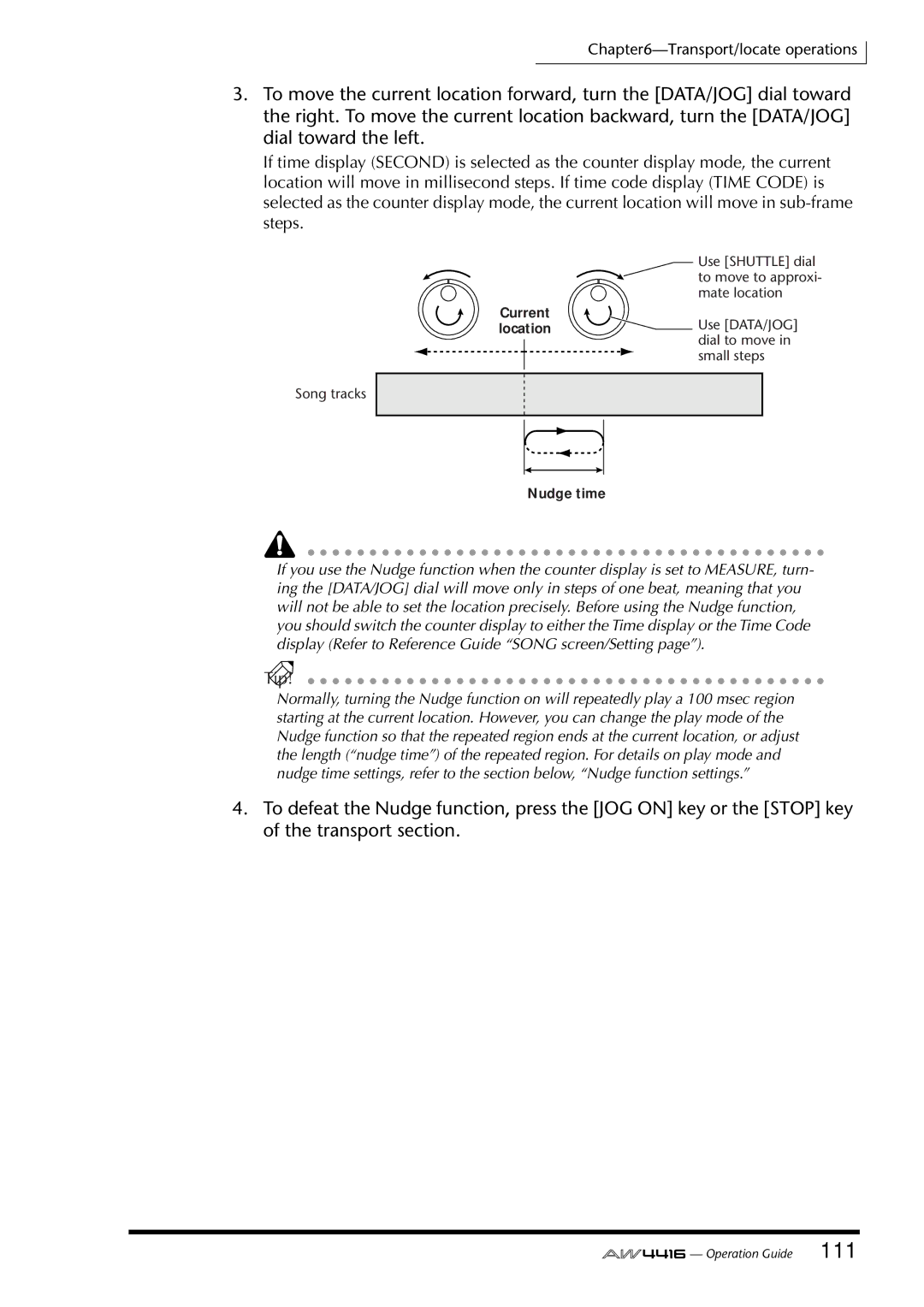 Yamaha AW4416 manual Nudge time 