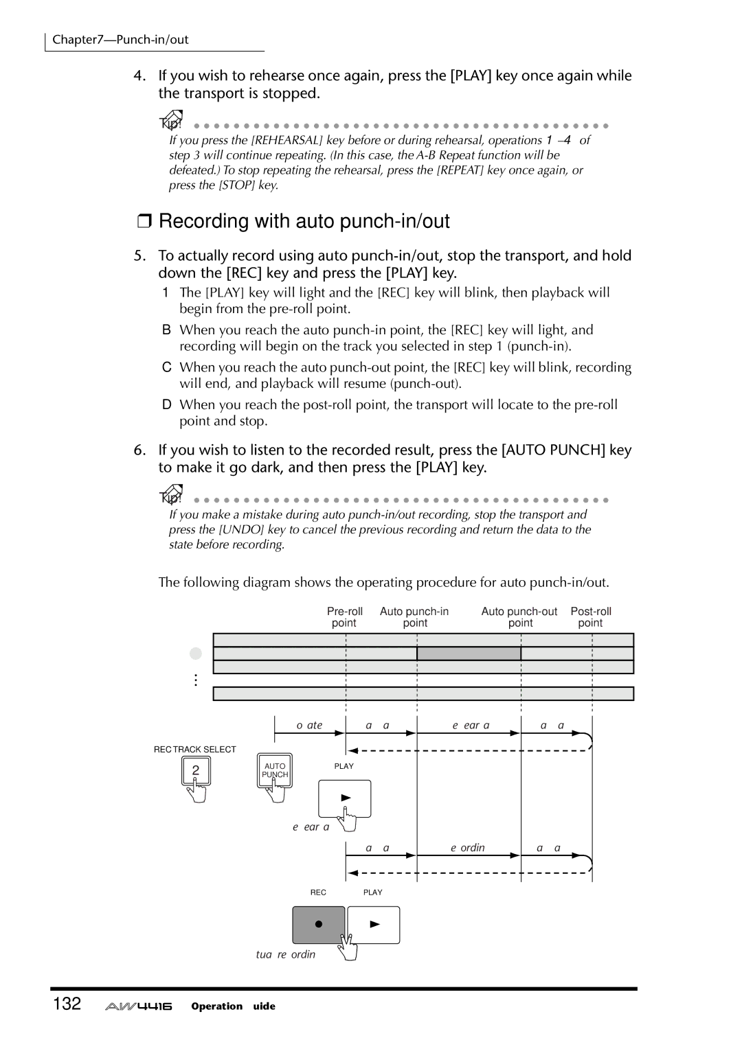 Yamaha AW4416 manual Recording with auto punch-in/out, 132 