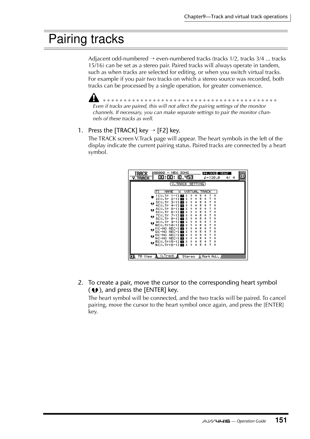 Yamaha AW4416 manual Pairing tracks 