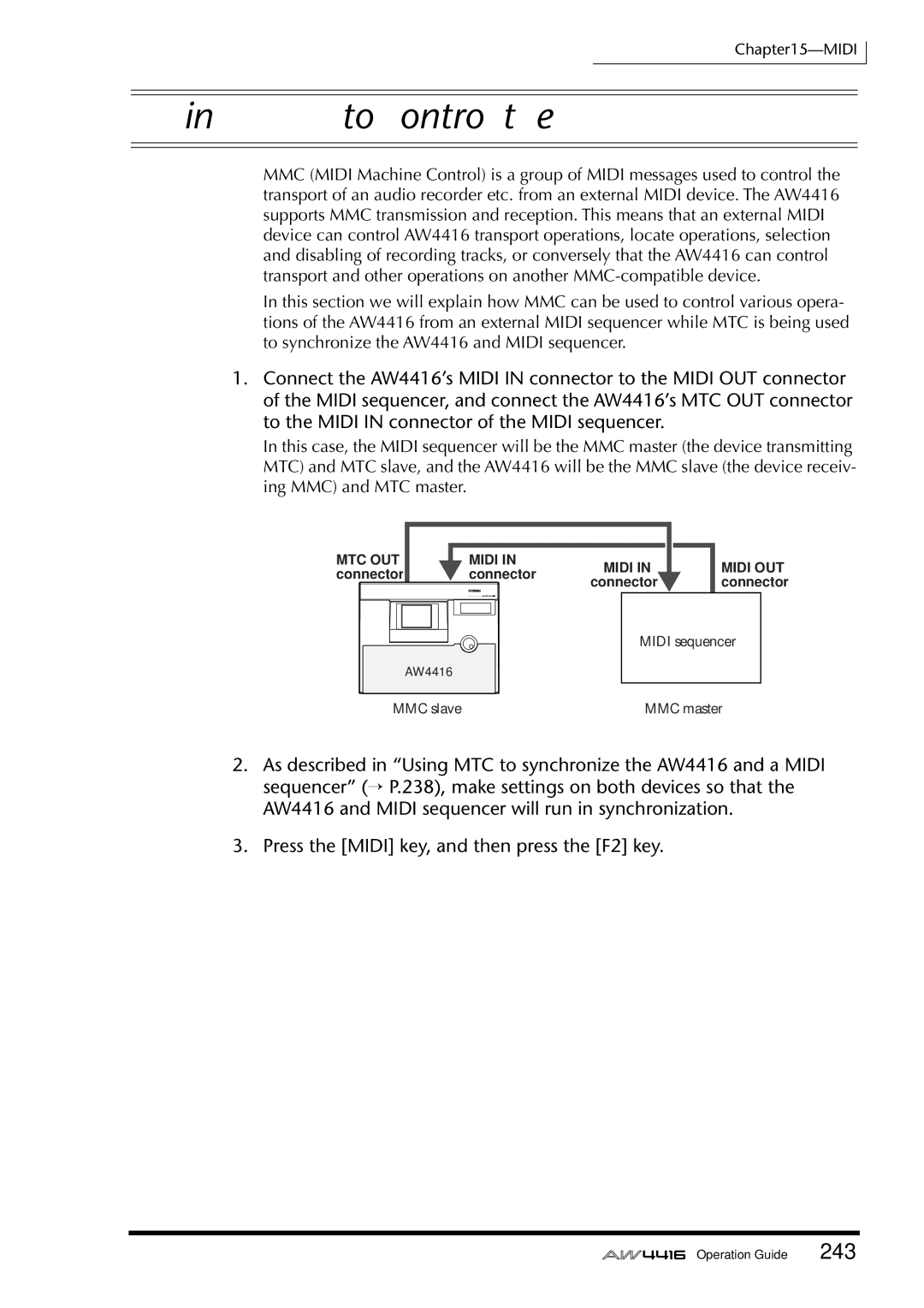 Yamaha manual Using MMC to control the AW4416 