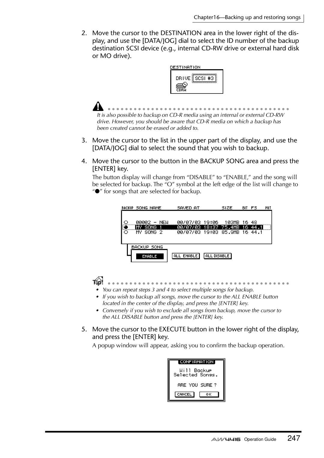 Yamaha AW4416 manual Tip 