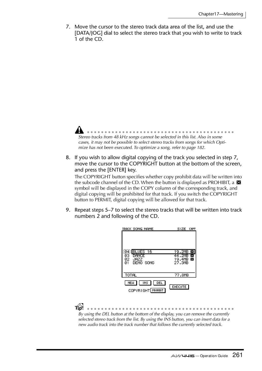 Yamaha AW4416 manual Tip 