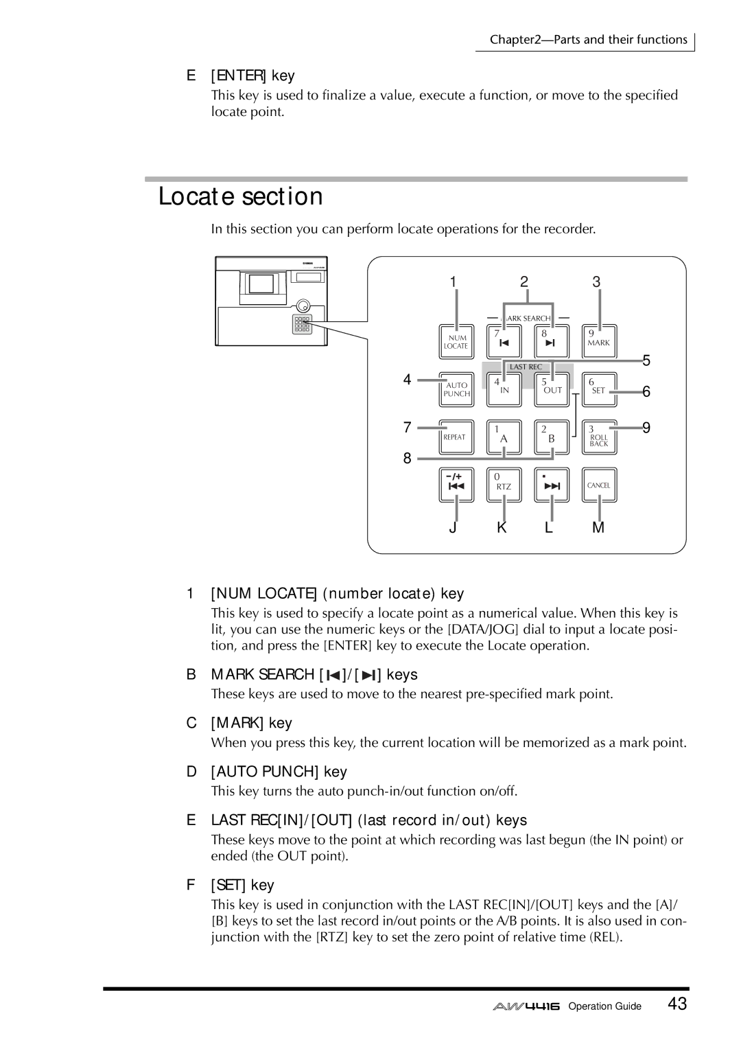 Yamaha AW4416 manual Locate section 