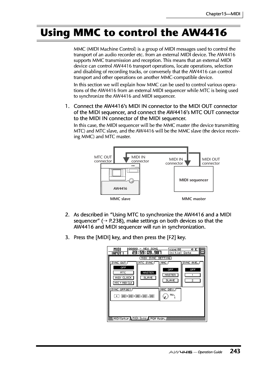 Yamaha manual Using MMC to control the AW4416 