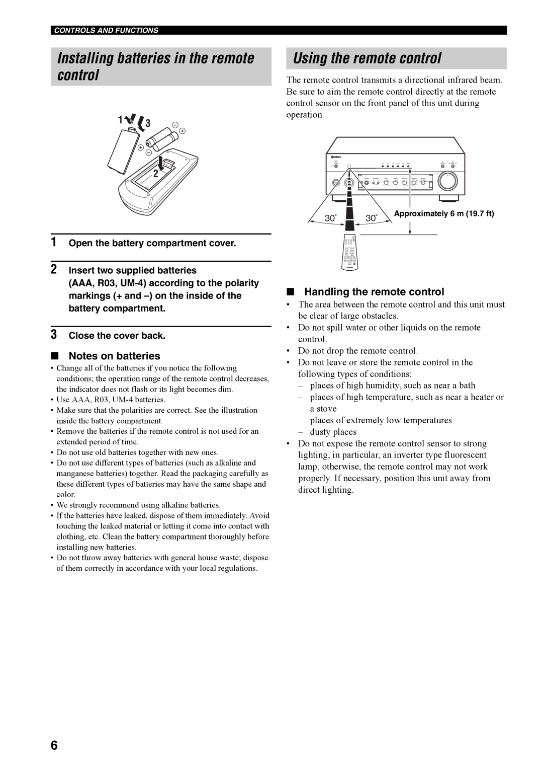 Yamaha AX-497, AX-397 owner manual Handling the remote control 