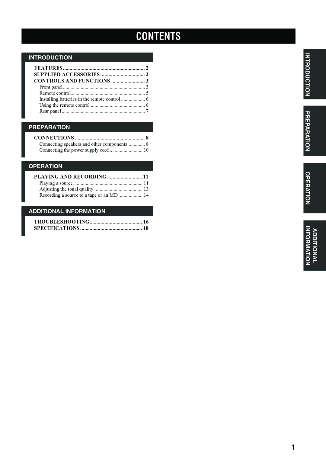 Yamaha AX-397, AX-497 owner manual Contents 