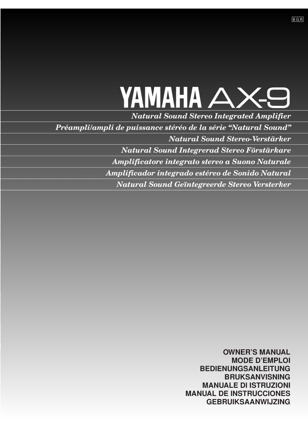 Yamaha AX-9 owner manual 