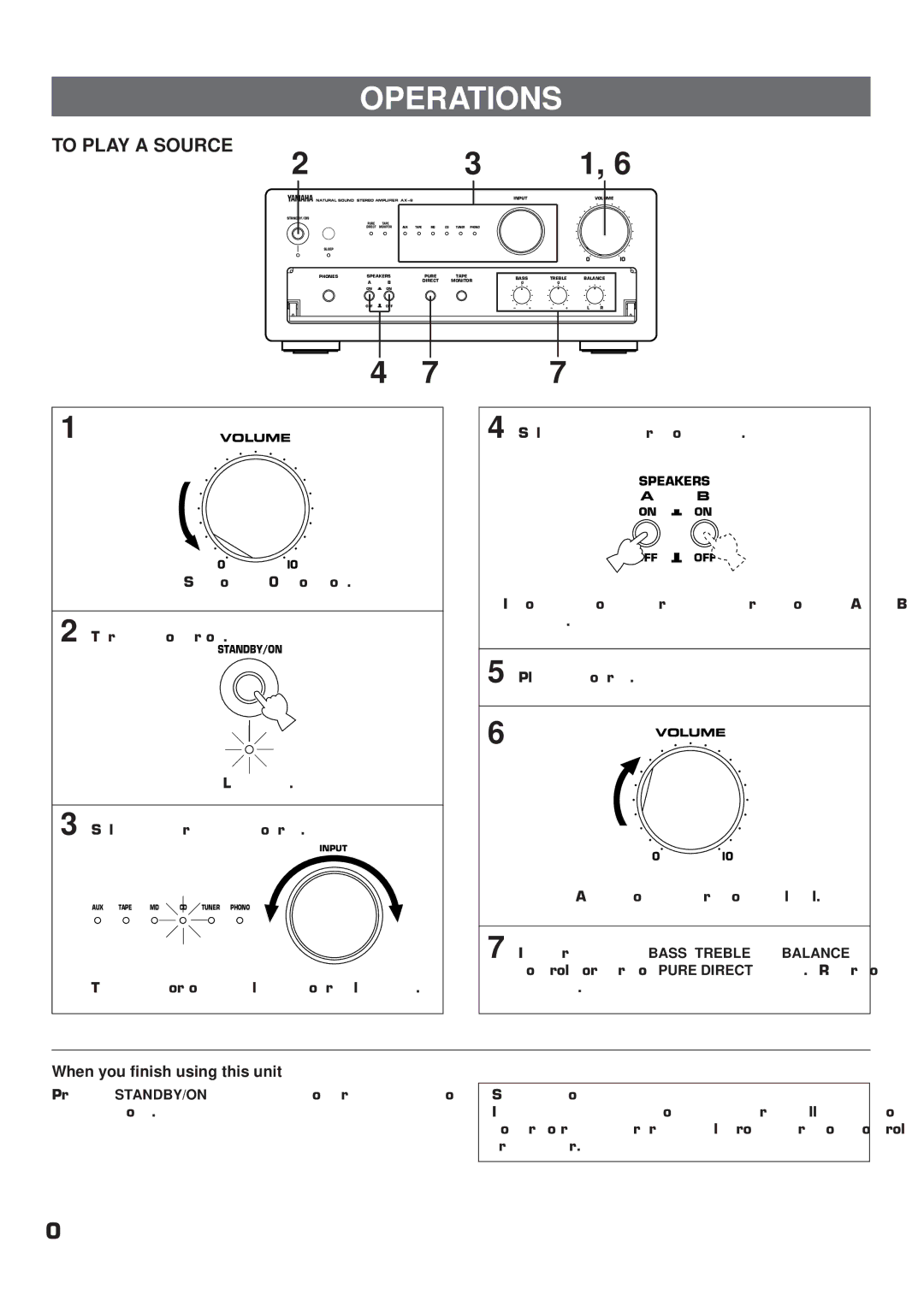 Yamaha AX-9 owner manual Operations, To Play a Source 