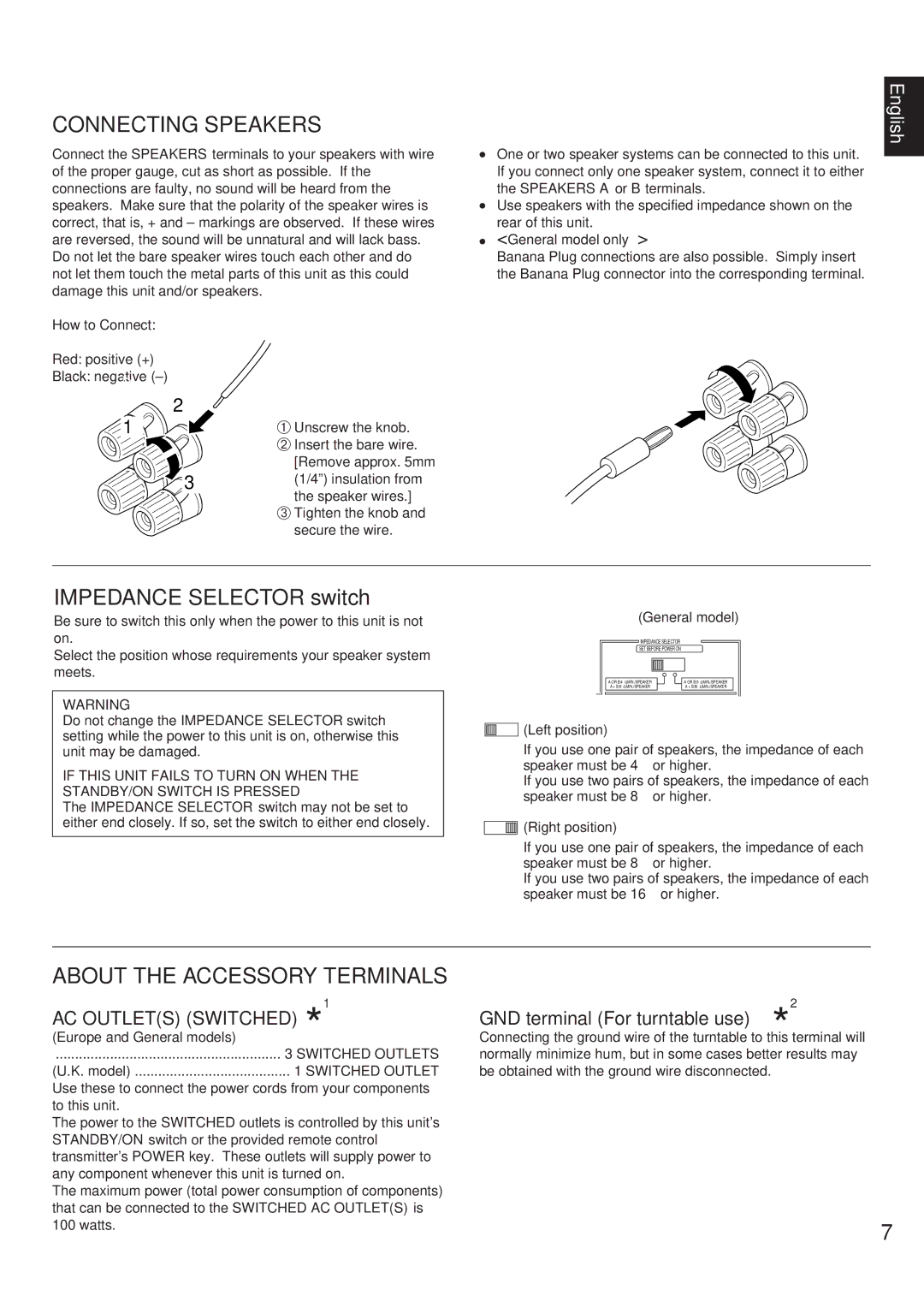 Yamaha AX-9 owner manual AC Outlets Switched, General model only, How to Connect 