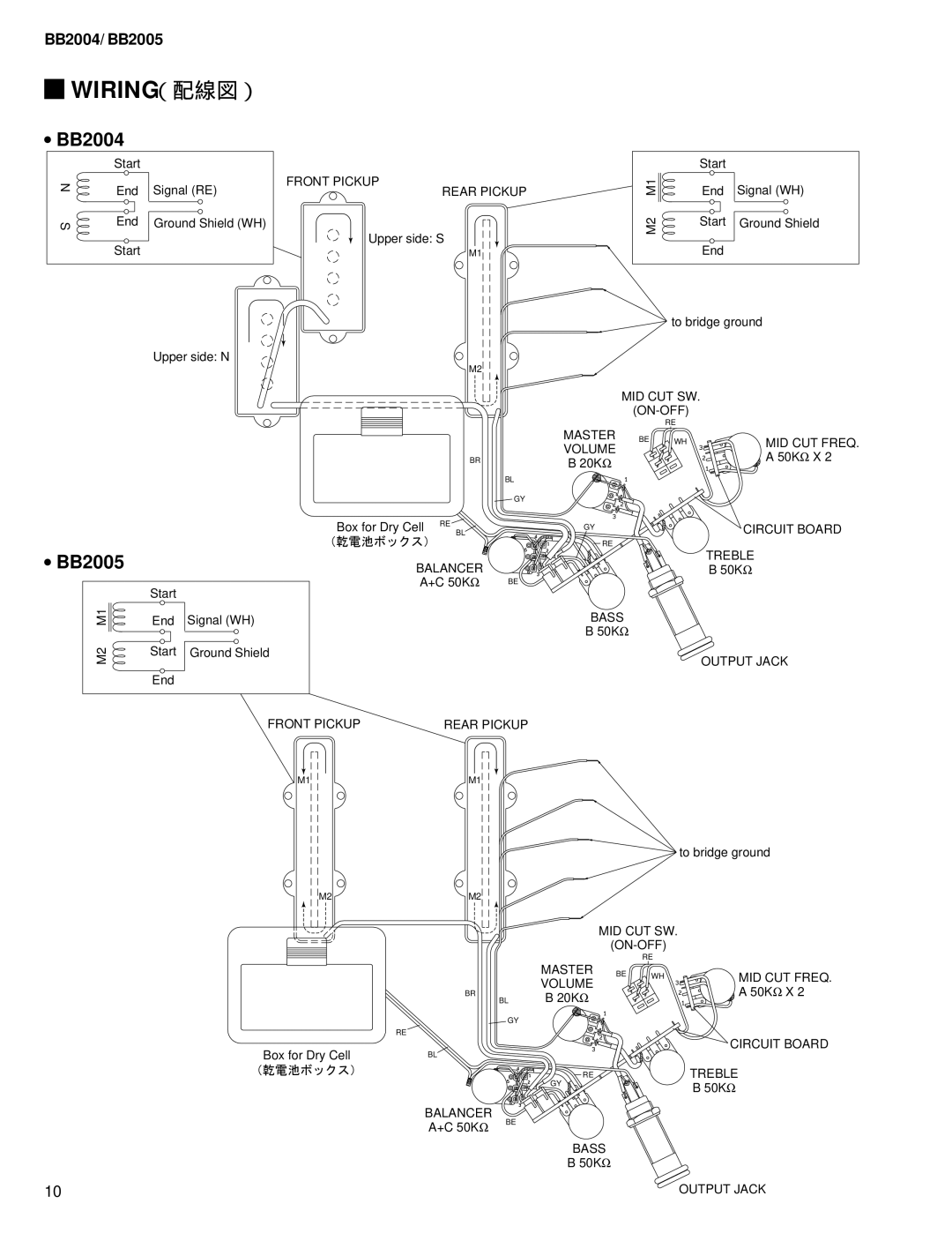 Yamaha BB2005, BB2004 service manual Wiring（配線図）, （乾電池ボックス） 