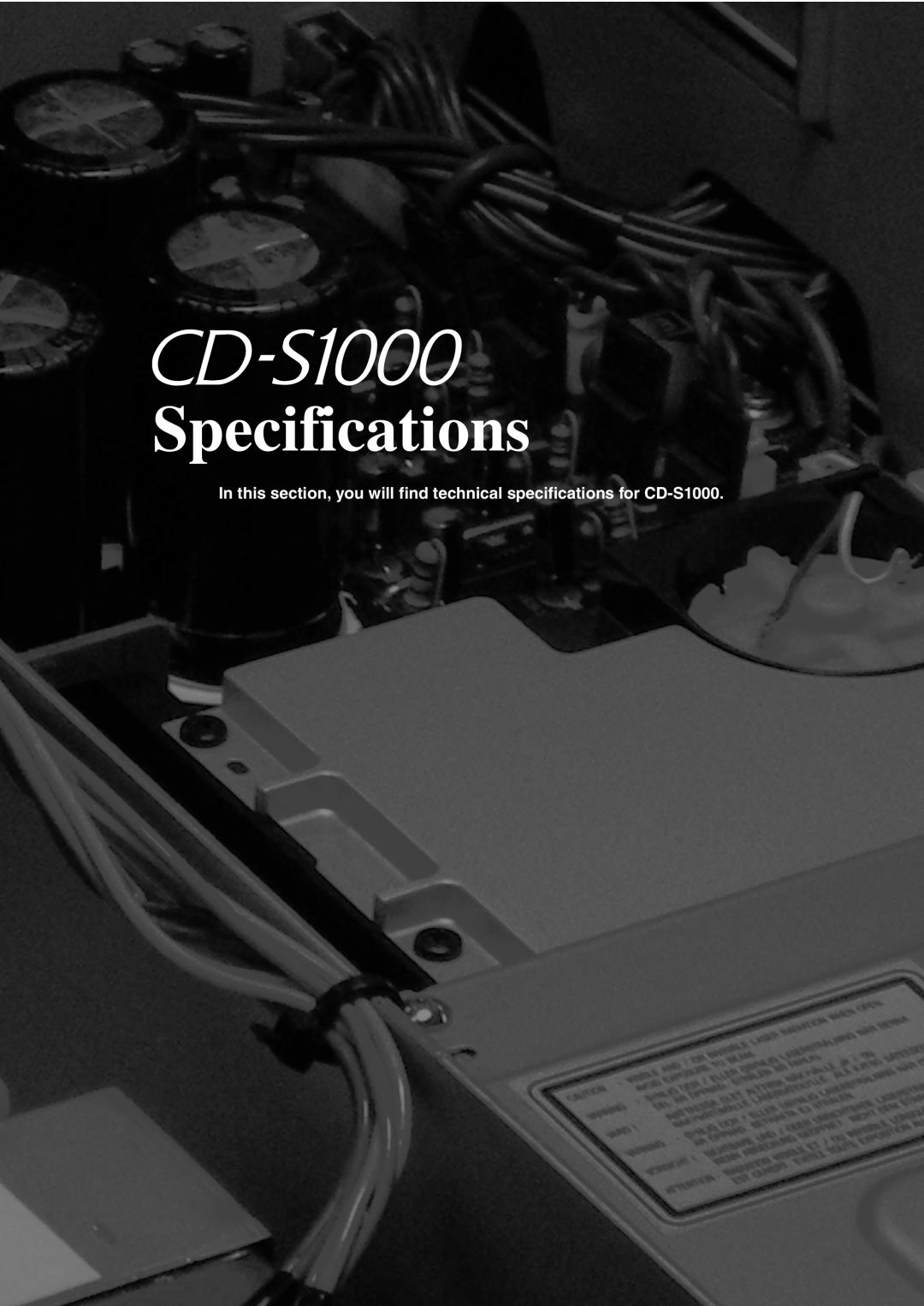 Yamaha CD-S1000 owner manual Specifications 