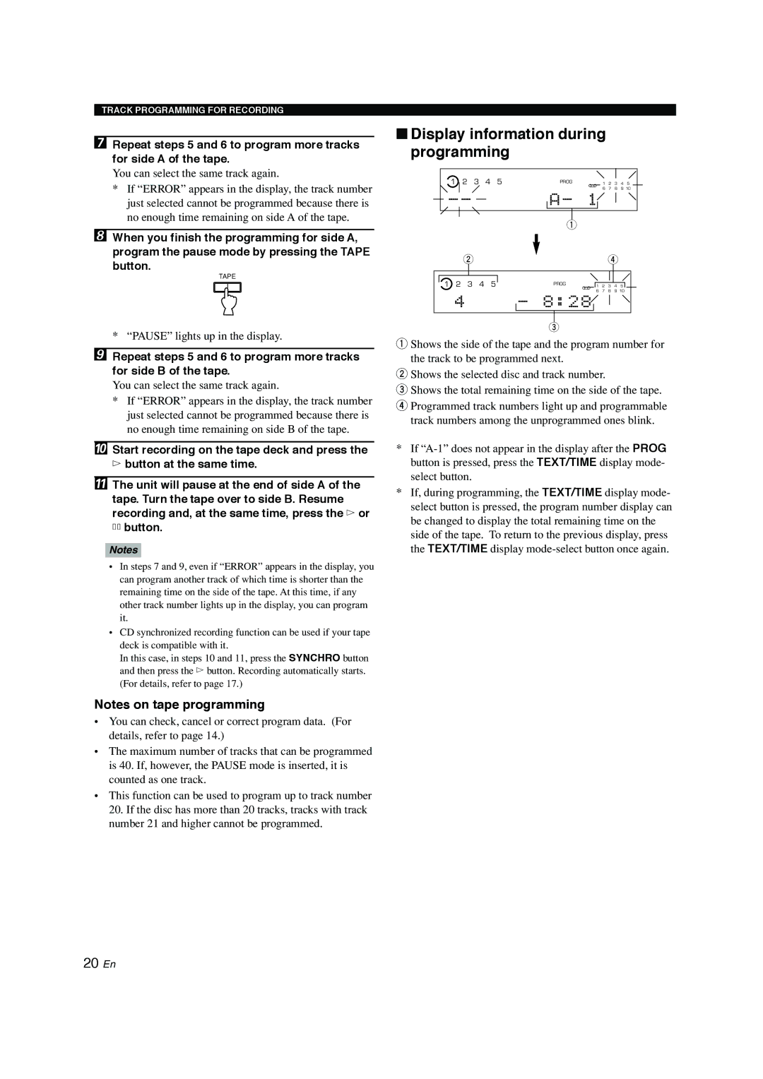 Yamaha CDC-697 owner manual 828, You can select the same track again 