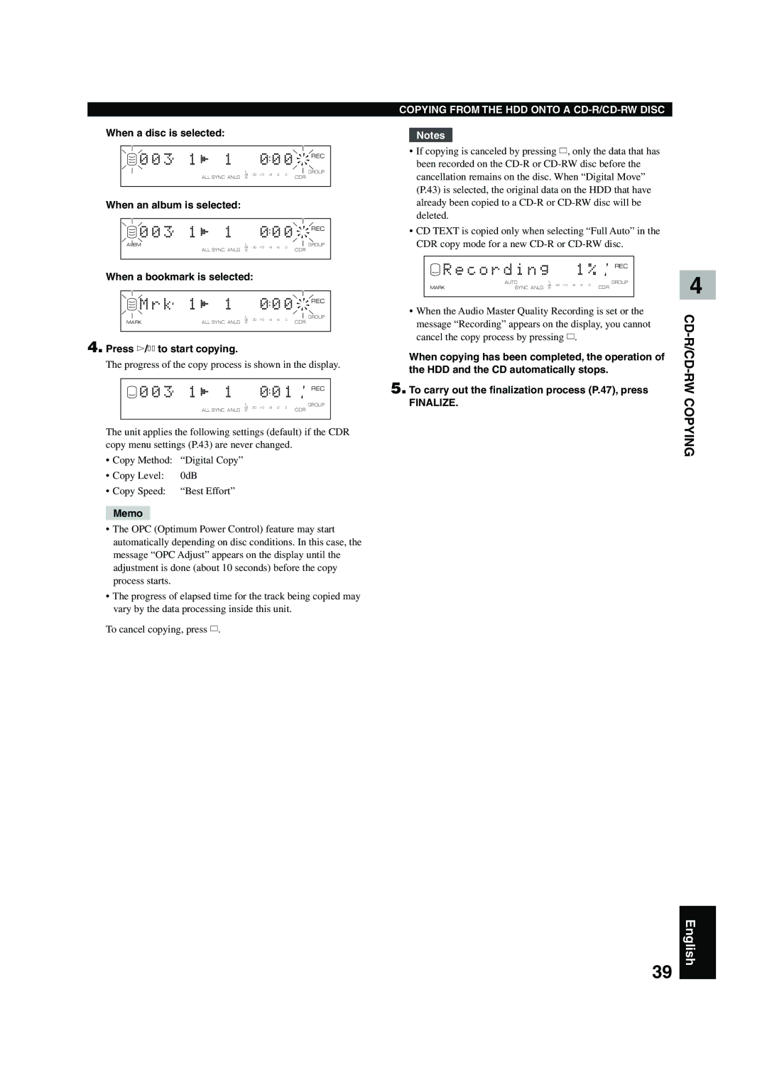 Yamaha CDR-HD 1500 owner manual 3 1, C o r d i n g 1 % 