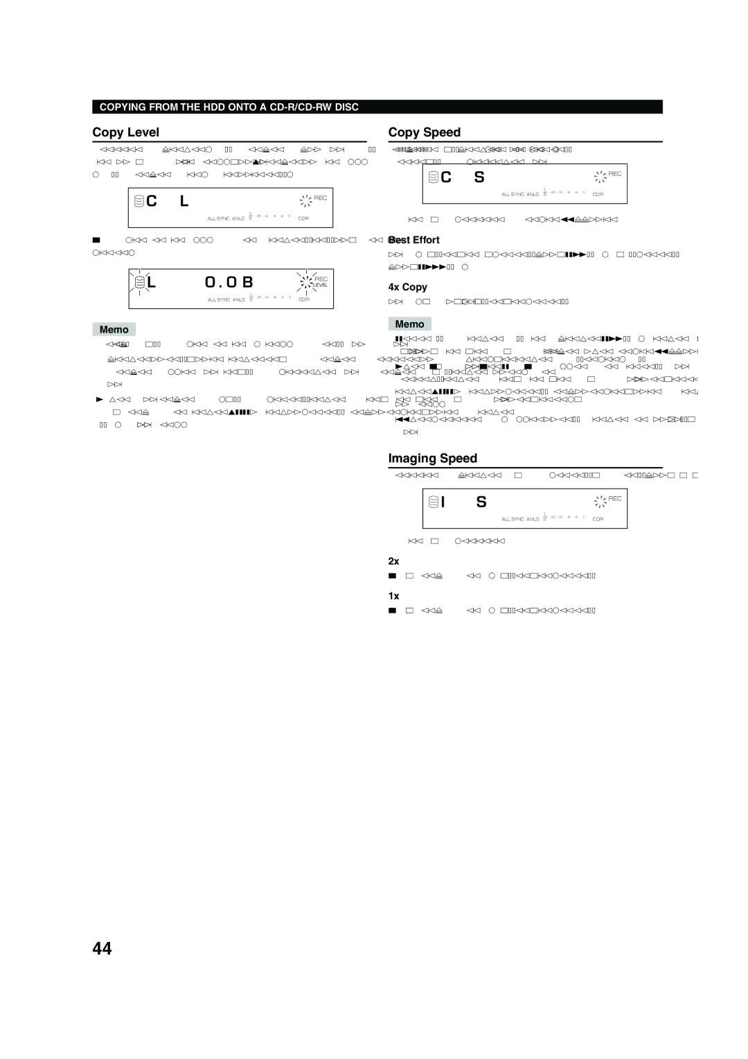 Yamaha CDR-HD 1500 owner manual A g i n g S p e e d, Imaging Speed, 4x Copy, Copying is always made at 4x speed 