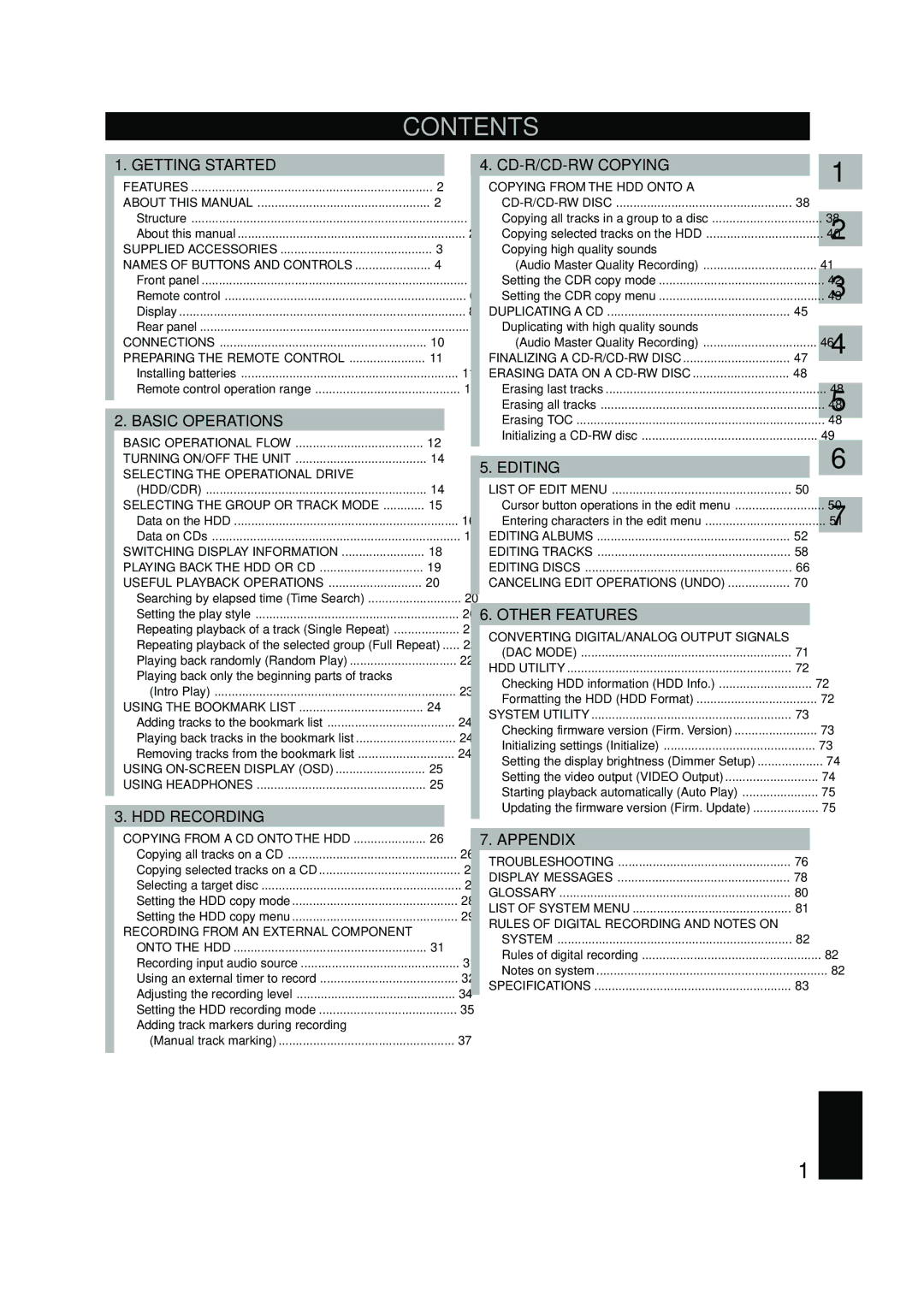 Yamaha CDR-HD 1500 owner manual Contents 