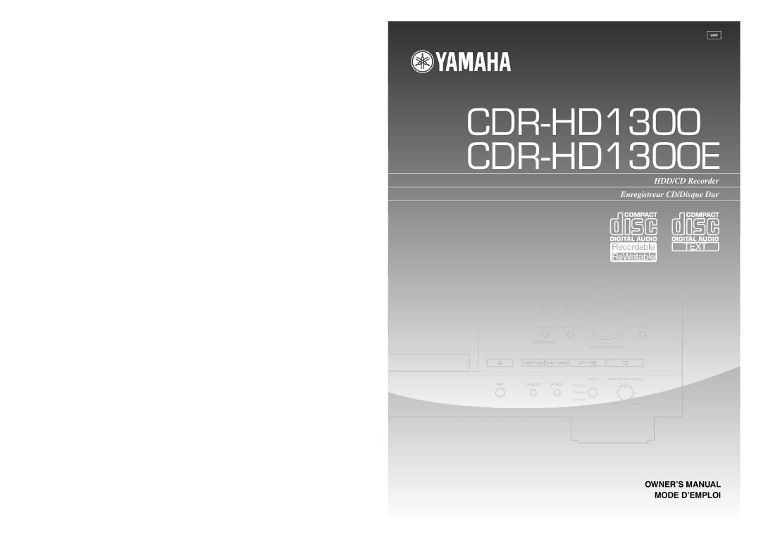 Yamaha owner manual CDR-HD1300 CDR-HD1300E 