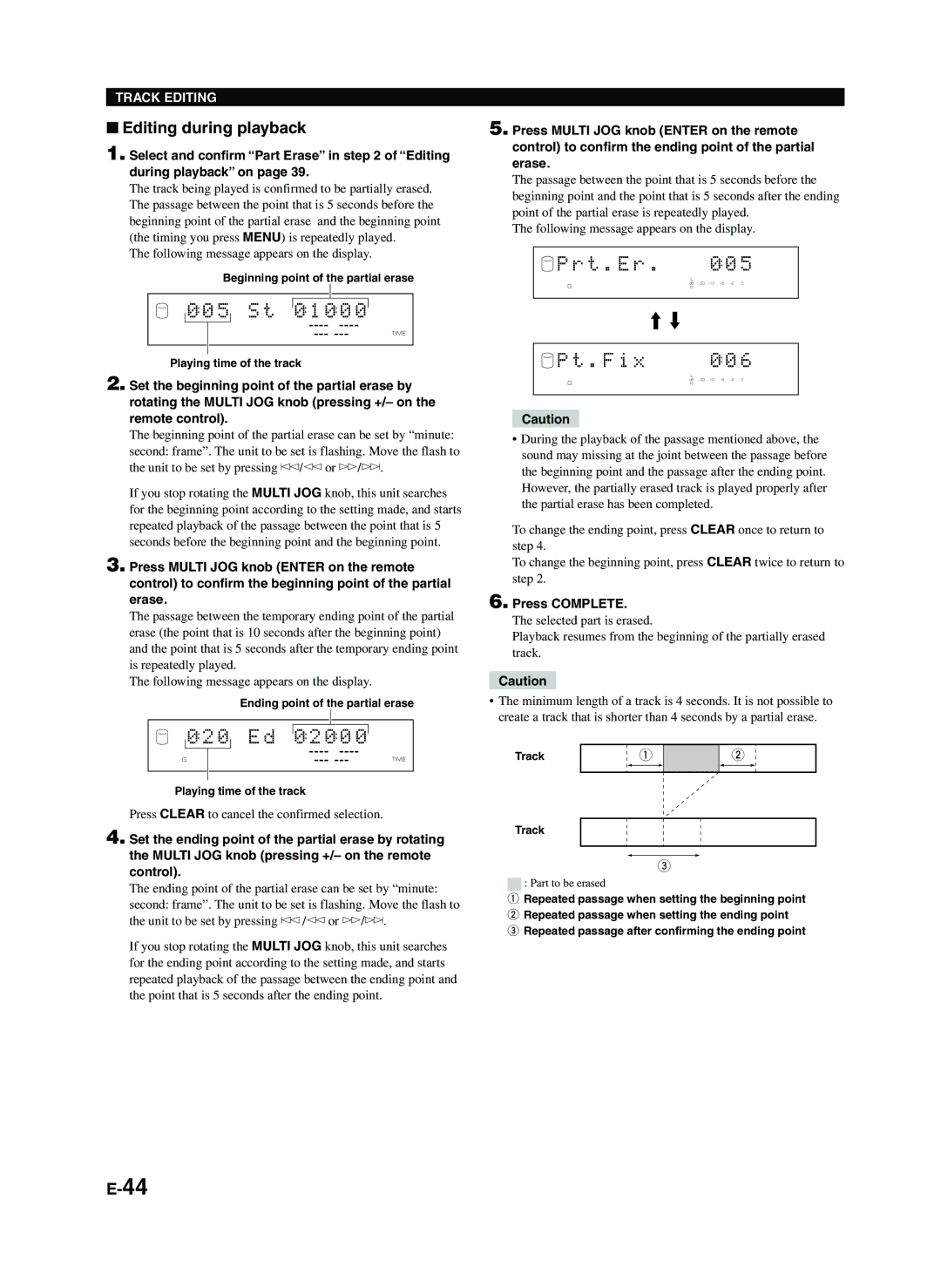 Yamaha CDR-HD1300E owner manual Part to be erased 