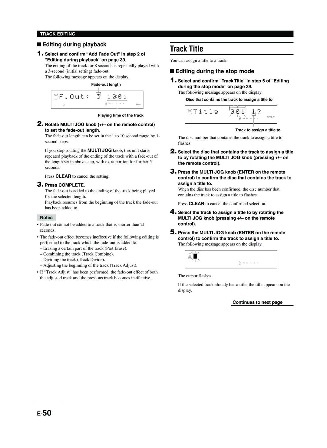 Yamaha CDR-HD1300E owner manual Track Title, You can assign a title to a track 