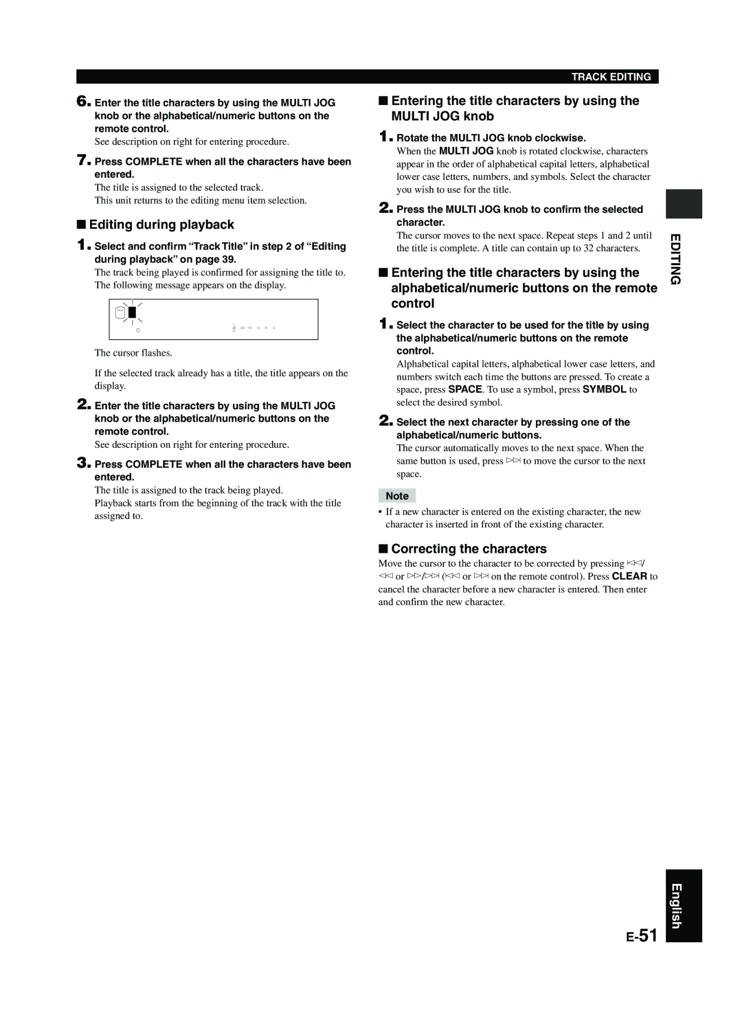 Yamaha CDR-HD1300E owner manual See description on right for entering procedure 