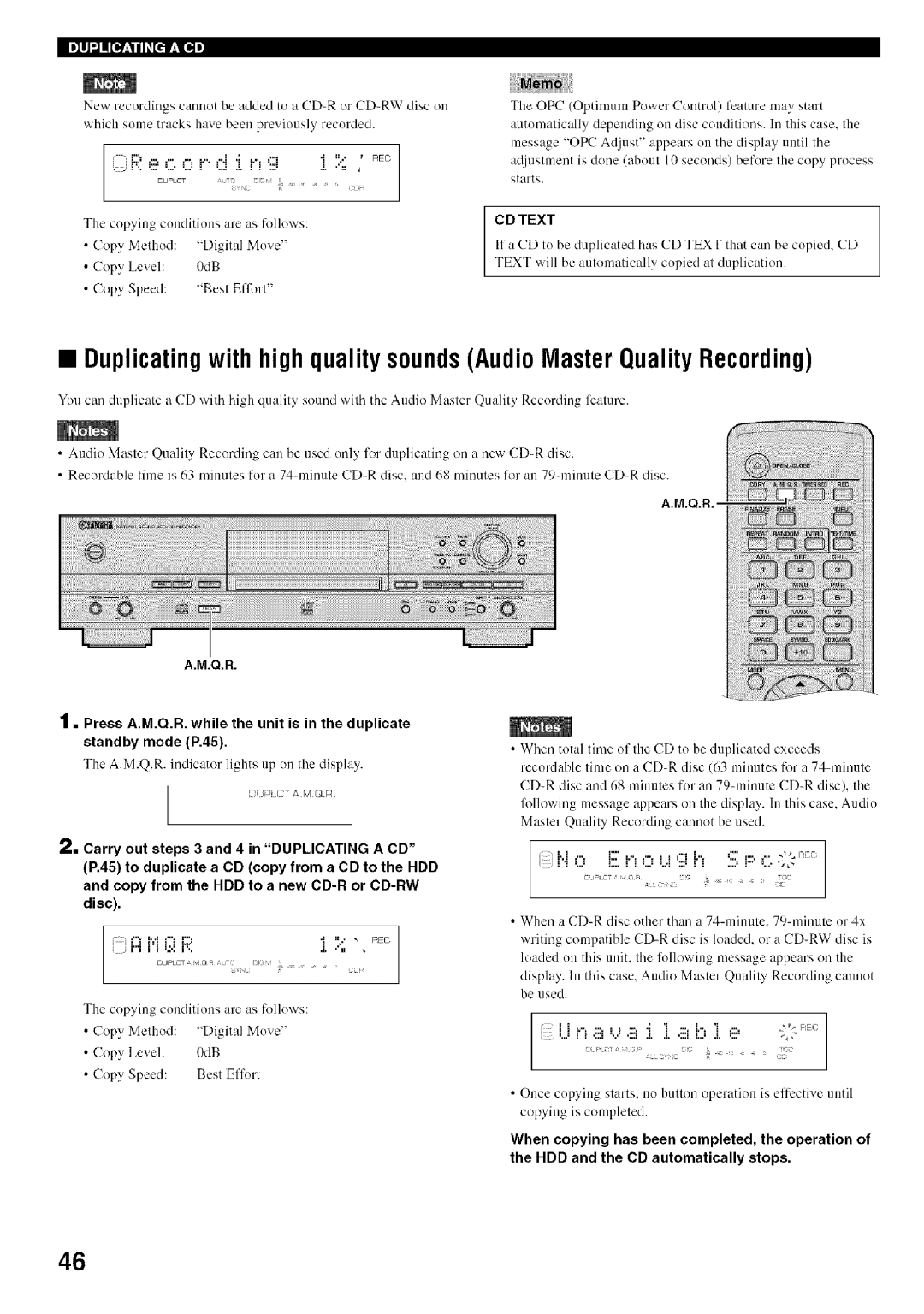 Yamaha CDR-HD1500 owner manual Text 