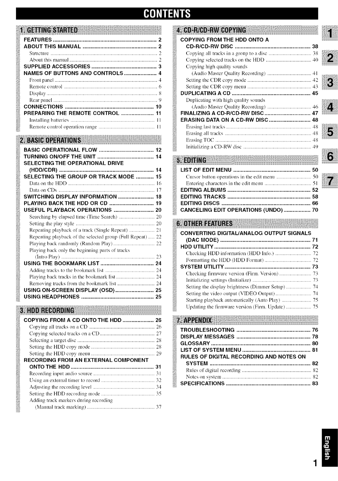 Yamaha CDR-HD1500 owner manual Basic, Hddicdr, Using Headphones Copying, Recording from AN External Component Onto HDD 