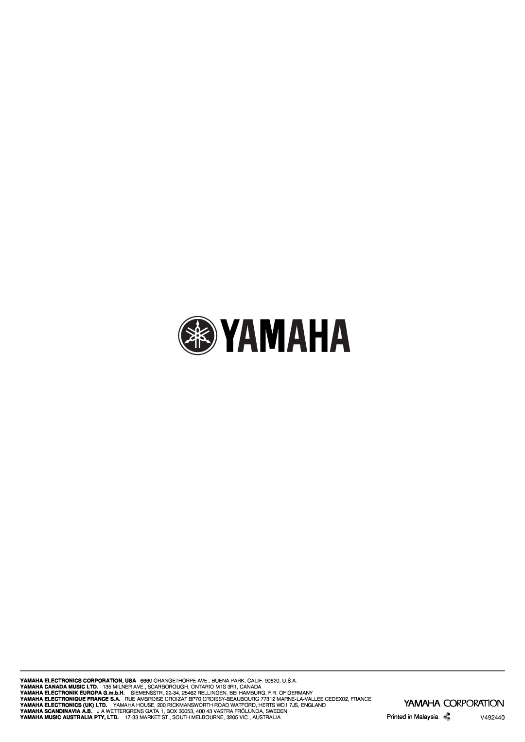 Yamaha CDX-396, CDX-496 owner manual V492440 