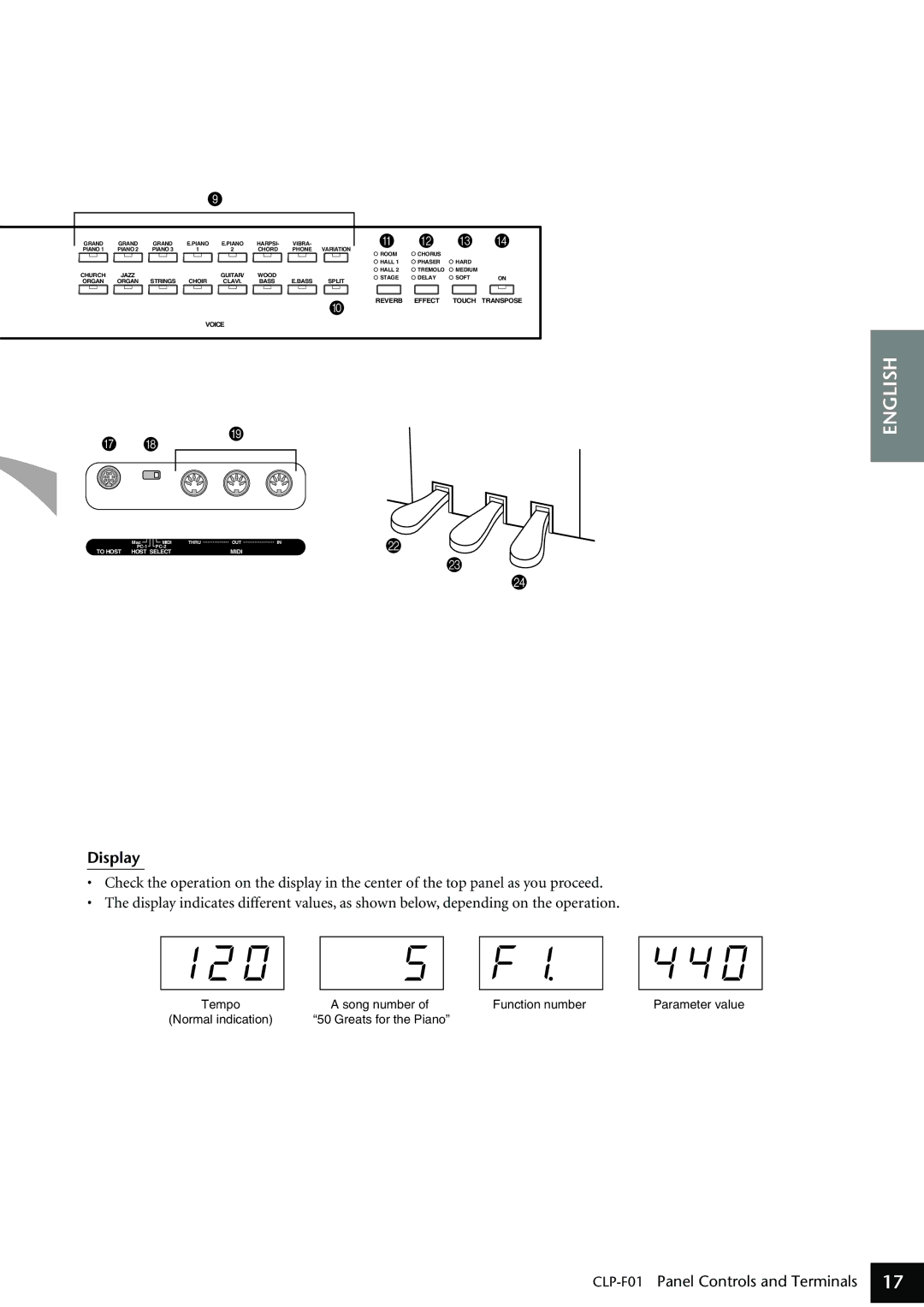 Yamaha CLP-F01 owner manual Display 